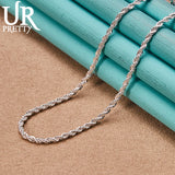 925 Silver 3mm Twist Necklace 18-26 Inch Chain Wedding Engagement Jewelry