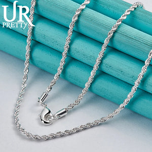 925 Silver 3mm Twist Necklace 18-26 Inch Chain Wedding Engagement Jewelry