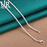 925 Silver 3mm Twist Necklace 18-26 Inch Chain Wedding Engagement Jewelry