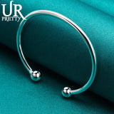 925 Silver 4mm Adjustable Bangle Bracelet Wedding Party Jewelry
