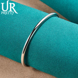 925 Silver 4mm Adjustable Bangle Bracelet Wedding Party Jewelry