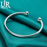 925 Silver 4mm Adjustable Bangle Bracelet Wedding Party Jewelry