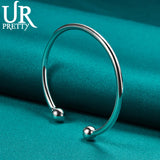 925 Silver 4mm Adjustable Bangle Bracelet Wedding Party Jewelry