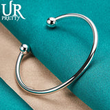 925 Silver 4mm Adjustable Bangle Bracelet Wedding Party Jewelry