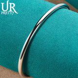 925 Silver 4mm Adjustable Bangle Bracelet Wedding Party Jewelry
