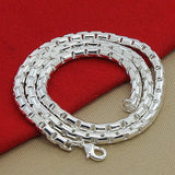 925 Silver 4mm Round Box Chain Men Necklace Pendant Jewelry Gift