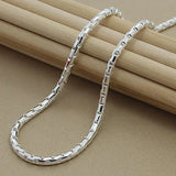 925 Silver 4mm Round Box Chain Men Necklace Pendant Jewelry Gift