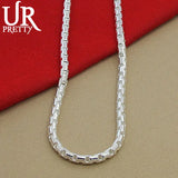 925 Silver 4mm Round Box Chain Men Necklace Pendant Jewelry Gift