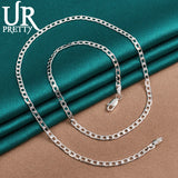 925 Silver 4mm Buckle Necklace 16-30 Inch Chain Wedding Party Jewelry