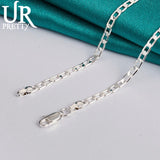 925 Silver 4mm Buckle Necklace 16-30 Inch Chain Wedding Party Jewelry