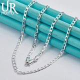 925 Silver 4mm Buckle Necklace 16-30 Inch Chain Wedding Party Jewelry