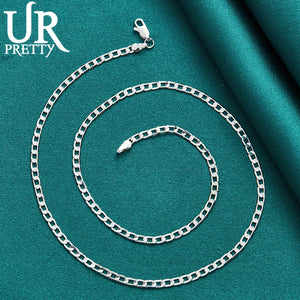 925 Silver 4mm Buckle Necklace 16-30 Inch Chain Wedding Party Jewelry