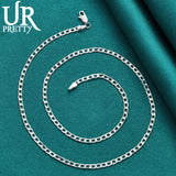 925 Silver 4mm Buckle Necklace 16-30 Inch Chain Wedding Party Jewelry