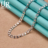 925 Silver 4mm Buckle Necklace 16-30 Inch Chain Wedding Party Jewelry