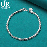 925 Silver 4mm Twist Rope Chain Bracelet Men Women Party Wedding Jewelry