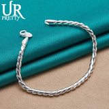 925 Silver Twist Rope Chain Bracelet 4mm Men Women