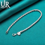 925 Silver Twist Rope Chain Bracelet 4mm Men Women