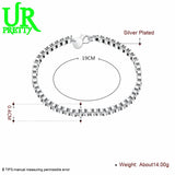 925 Sterling Silver 4mm Square Box Chain 8" Bracelet for Women Wedding Jewelry