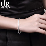 925 Sterling Silver 4mm Square Box Chain 8" Bracelet for Women Wedding Jewelry