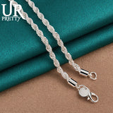 925 Sterling Silver 4mm Twist Necklace 24 Inch Chain