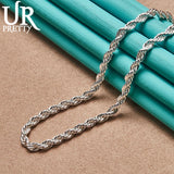 925 Sterling Silver 4mm Twist Necklace 24 Inch Chain