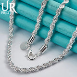 925 Sterling Silver 4mm Twist Necklace 24 Inch Chain