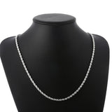 925 Silver 4mm Twist Necklace 24" Chain Wedding Engagement Party Jewelry Gift