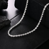 925 Silver 4mm Twist Necklace 24" Chain Wedding Engagement Party Jewelry Gift