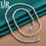 925 Sterling Silver 4mm Twist Necklace 24 Inch Chain