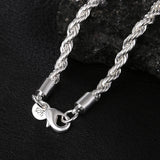 925 Silver 4mm Twist Necklace 24" Chain Wedding Engagement Party Jewelry Gift