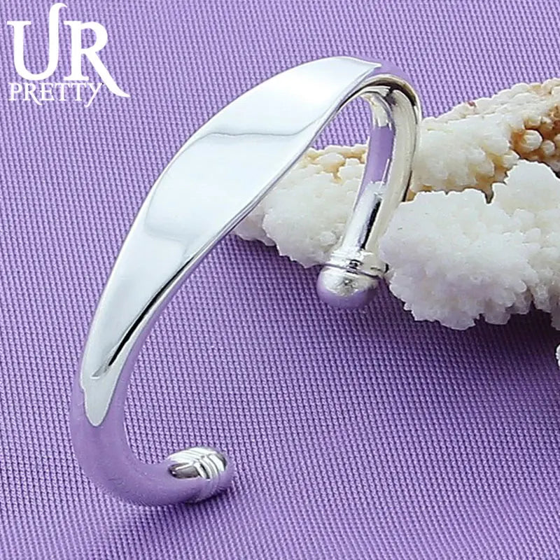 925 Silver Double Beads Bangle Bracelet Adjustable for Wedding