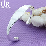 925 Silver Double Beads Bangle Bracelet Adjustable for Wedding
