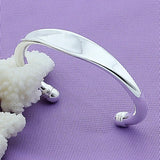 925 Silver Double Beads Bangle Bracelet Adjustable for Wedding