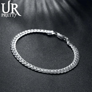 925 Sterling Silver 6MM Full Sideways Bracelet Chain