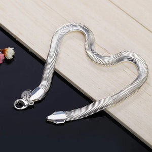 925 Silver Fishbone Chain Bracelet 6mm Men Women Party Wedding Jewelry