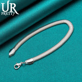 925 Sterling Silver Fishbone Chain Bracelet Men Women Party Wedding Jewelry