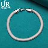 925 Sterling Silver Fishbone Chain Bracelet Men Women Party Wedding Jewelry