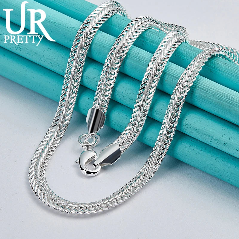 925 Sterling Silver 6mm Necklace 18 Inch Chain Wedding Party Jewelry