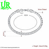 925 Silver 8in 4mm Solid Snake Chain Bracelet Wedding Jewelry