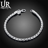925 Silver 8in 4mm Solid Snake Chain Bracelet Wedding Jewelry