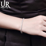 925 Silver 8in 4mm Solid Snake Chain Bracelet Wedding Jewelry