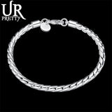 925 Silver 8in 4mm Solid Snake Chain Bracelet Wedding Jewelry