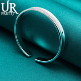 925 Silver 8mm Bangle Bracelet Wedding Engagement Party Jewelry Halloween Gift