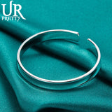 925 Silver 8mm Bangle Bracelet Wedding Engagement Party Jewelry Halloween Gift