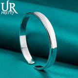 925 Silver 8mm Bangle Bracelet Man Women Wedding Engagement Halloween Gift
