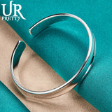 925 Silver 8mm Bangle Bracelet Man Women Wedding Engagement Halloween Gift