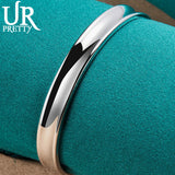 925 Silver 8mm Bangle Bracelet Wedding Engagement Party Jewelry Halloween Gift