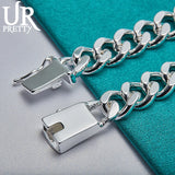 925 Silver 8mm Sideways Chain Bracelet Women Wedding Engagement Charm Gift