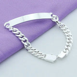 925 Silver 8mm Smooth Chain Bracelet Women Charm Jewelry