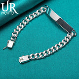 925 Silver 8mm Chain Bracelet Women Wedding Charm Jewelry
